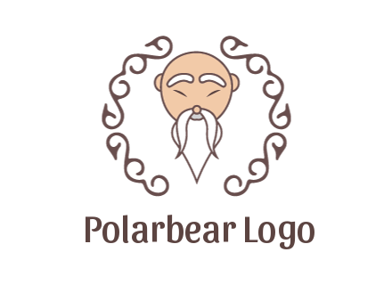 old man with long beard and mustache with swirl pattern