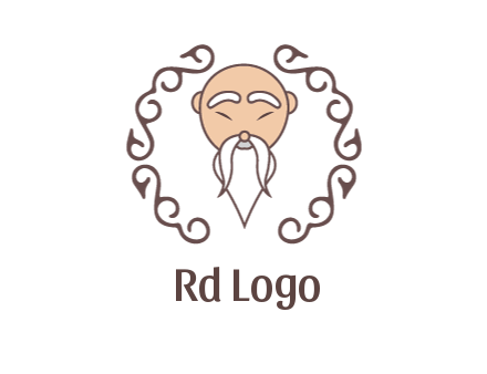 old man with long beard and mustache with swirl pattern