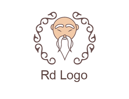 old man with long beard and mustache with swirl pattern