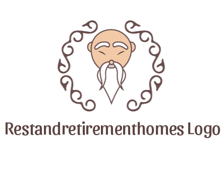 old man with long beard and mustache with swirl pattern