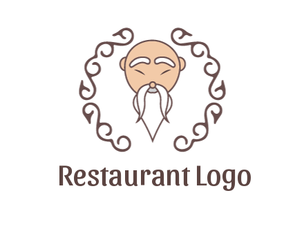old man with long beard and mustache with swirl pattern