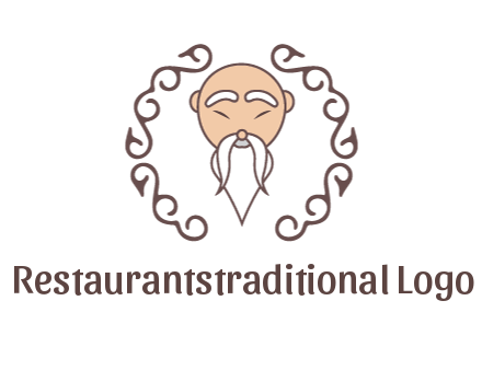 old man with long beard and mustache with swirl pattern