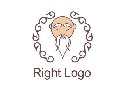 old man with long beard and mustache with swirl pattern