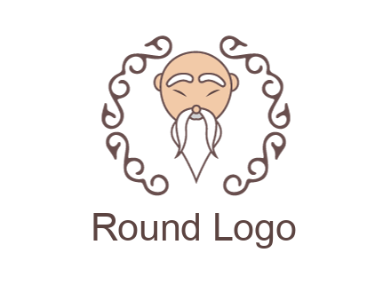 old man with long beard and mustache with swirl pattern
