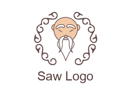old man with long beard and mustache with swirl pattern