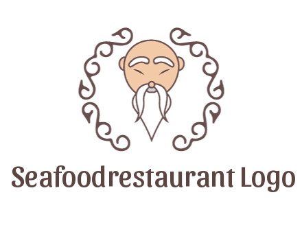 old man with long beard and mustache with swirl pattern