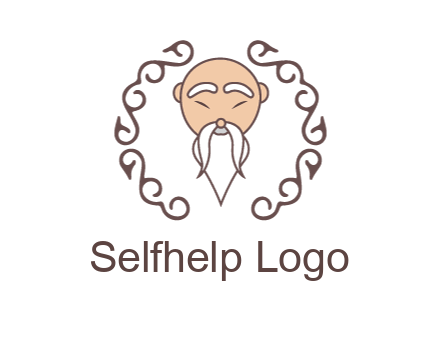 old man with long beard and mustache with swirl pattern