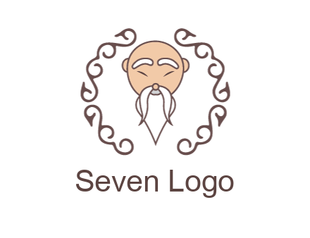 old man with long beard and mustache with swirl pattern