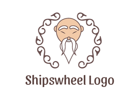 old man with long beard and mustache with swirl pattern