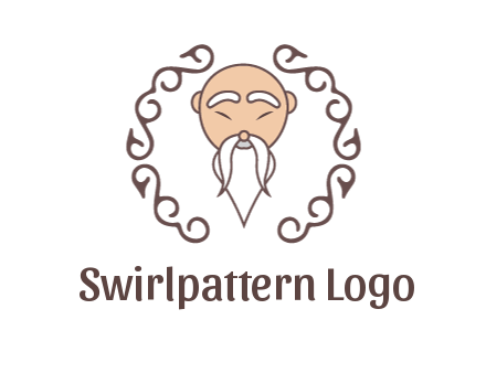 old man with long beard and mustache with swirl pattern