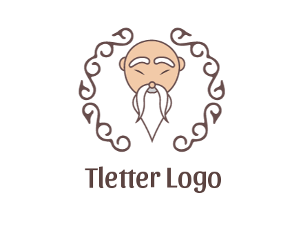 old man with long beard and mustache with swirl pattern