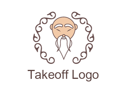old man with long beard and mustache with swirl pattern