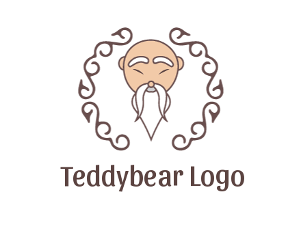 old man with long beard and mustache with swirl pattern