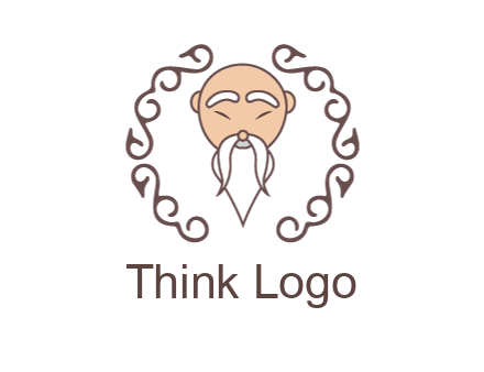 old man with long beard and mustache with swirl pattern