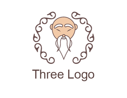 old man with long beard and mustache with swirl pattern