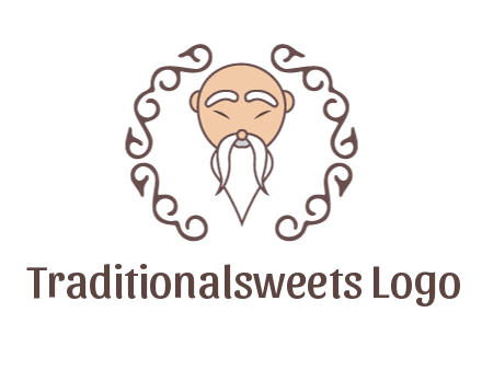 old man with long beard and mustache with swirl pattern