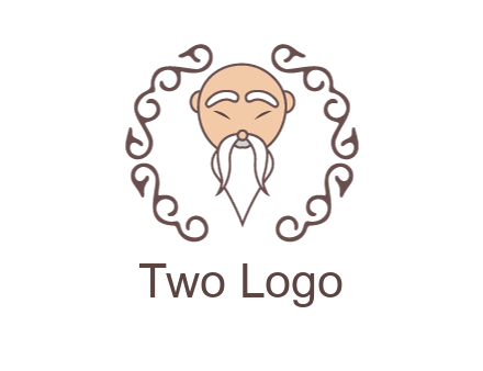 old man with long beard and mustache with swirl pattern