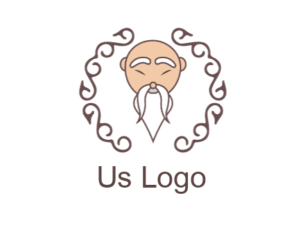 old man with long beard and mustache with swirl pattern