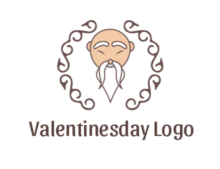 old man with long beard and mustache with swirl pattern