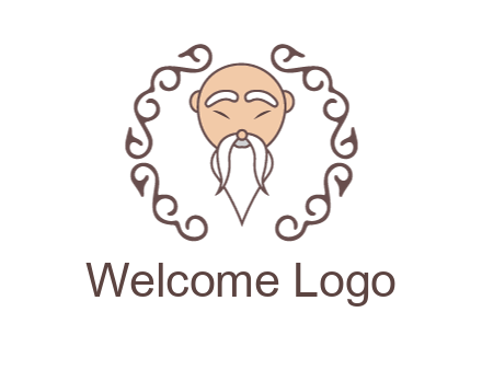 old man with long beard and mustache with swirl pattern