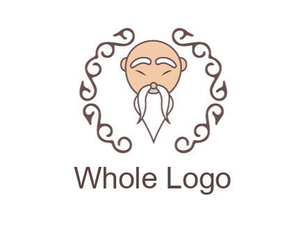 old man with long beard and mustache with swirl pattern