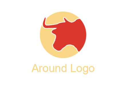 bull head with horn in circle shape
