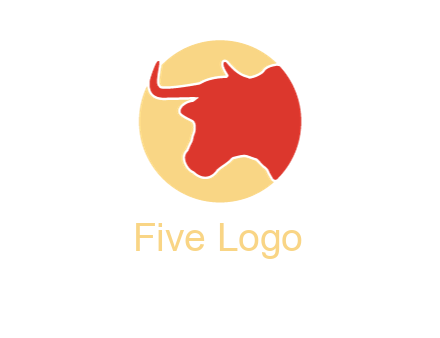 bull head with horn in circle shape