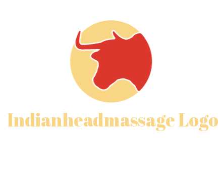 bull head with horn in circle shape