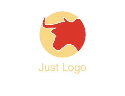 bull head with horn in circle shape