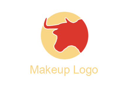 bull head with horn in circle shape