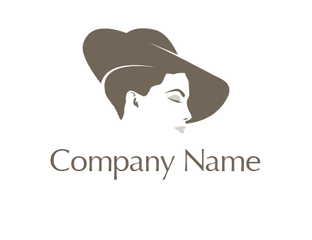 head of woman wearing fancy hat apparel logo icon