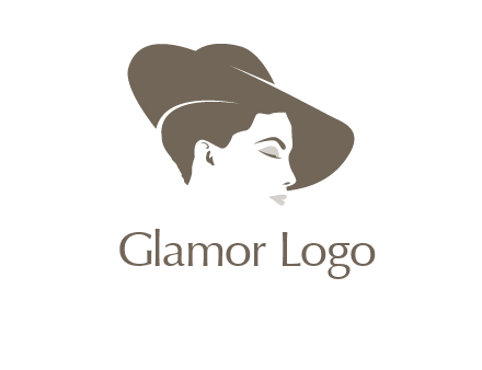 head of woman wearing fancy hat apparel logo icon