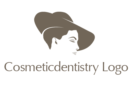 head of woman wearing fancy hat apparel logo icon