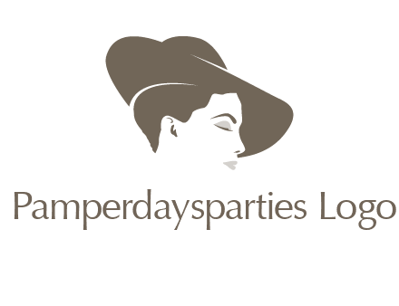 head of woman wearing fancy hat apparel logo icon