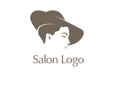 head of woman wearing fancy hat apparel logo icon