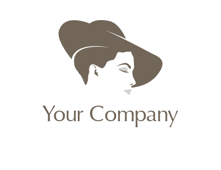 head of woman wearing fancy hat apparel logo icon