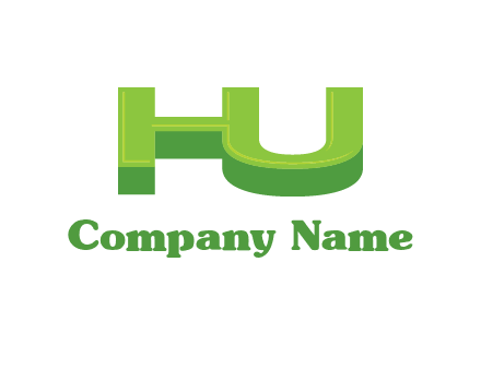 letter h and u in 3D shape logo
