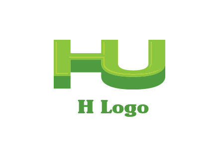 letter h and u in 3D shape logo