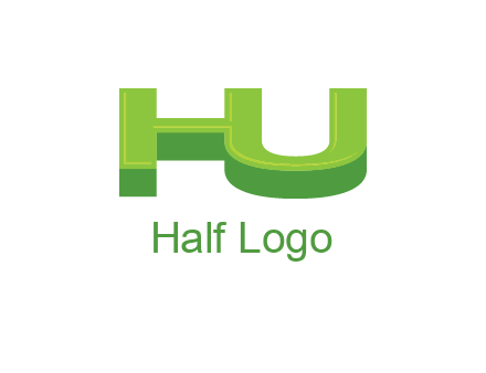 letter h and u in 3D shape logo