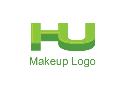 letter h and u in 3D shape logo