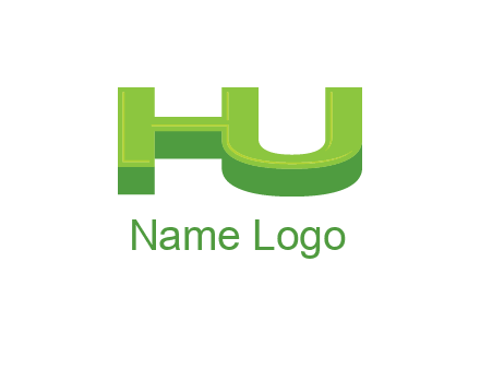letter h and u in 3D shape logo