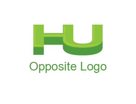 letter h and u in 3D shape logo