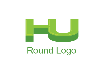 letter h and u in 3D shape logo