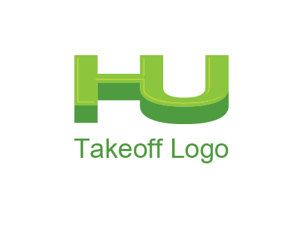 letter h and u in 3D shape logo