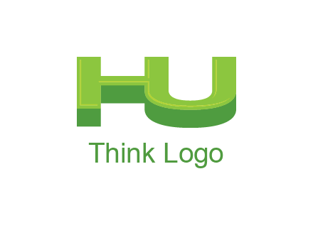 letter h and u in 3D shape logo