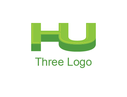letter h and u in 3D shape logo