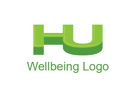 letter h and u in 3D shape logo