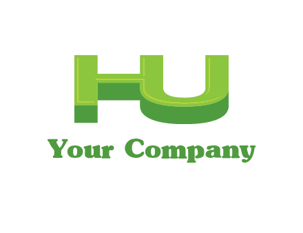 letter h and u in 3D shape logo