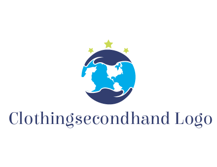 hands around globe with stars