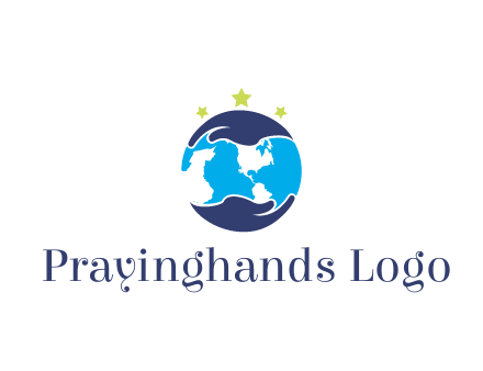 hands around globe with stars